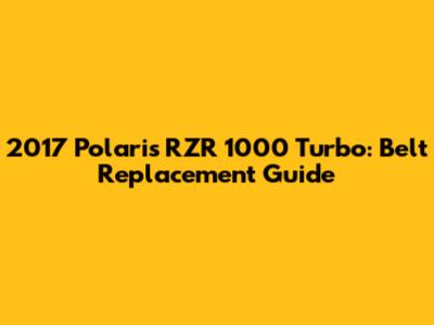 2017 Polaris RZR 1000 Turbo: Belt Replacement Guide