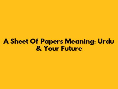 A Sheet Of Paper's Meaning: Urdu & Your Future