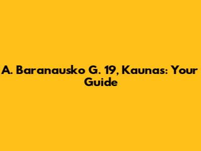 A. Baranausko G. 19, Kaunas: Your Guide