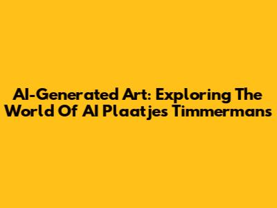 AI-Generated Art: Exploring The World Of 'AI Plaatjes Timmermans'