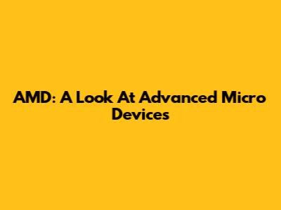 AMD: A Look At Advanced Micro Devices