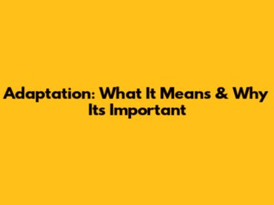 Adaptation: What It Means & Why It's Important