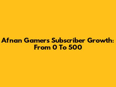 Afnan Gamer's Subscriber Growth: From 0 To 500