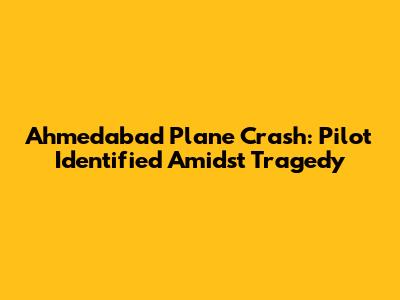 Ahmedabad Plane Crash: Pilot Identified Amidst Tragedy