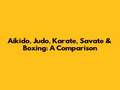 Aikido, Judo, Karate, Savate & Boxing: A Comparison