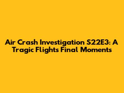 Air Crash Investigation S22E3: A Tragic Flight's Final Moments