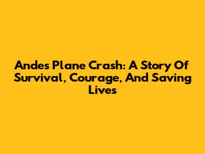 Andes Plane Crash: A Story Of Survival, Courage, And Saving Lives