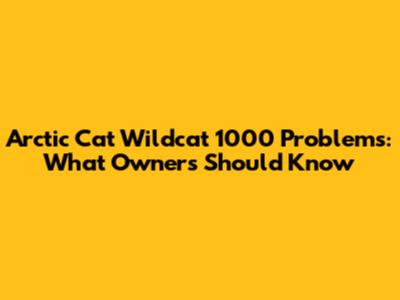 Arctic Cat Wildcat 1000 Problems: What Owners Should Know