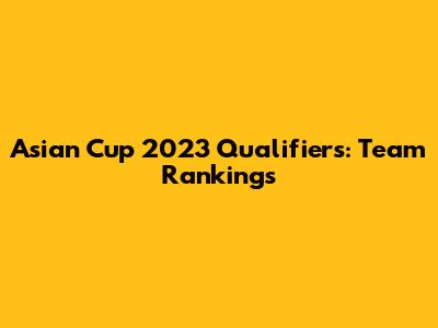 Asian Cup 2023 Qualifiers: Team Rankings
