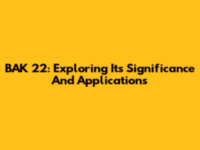BAK 22: Exploring Its Significance And Applications