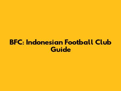 BFC: Indonesian Football Club Guide