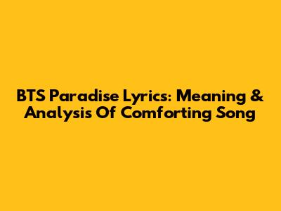 BTS Paradise Lyrics: Meaning & Analysis Of Comforting Song