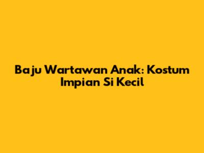 Baju Wartawan Anak: Kostum Impian Si Kecil