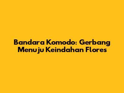 Bandara Komodo: Gerbang Menuju Keindahan Flores