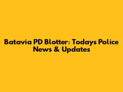 Batavia PD Blotter: Today's Police News & Updates