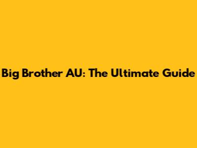 Big Brother AU: The Ultimate Guide