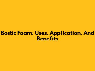 Bostic Foam: Uses, Application, And Benefits