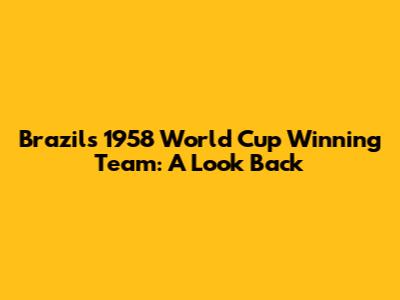 Brazil's 1958 World Cup Winning Team: A Look Back