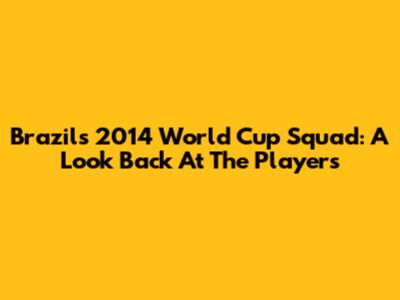 Brazil's 2014 World Cup Squad: A Look Back At The Players