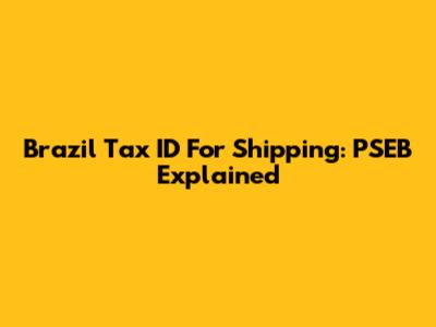 Brazil Tax ID For Shipping: PSEB Explained
