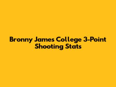 Bronny James' College 3-Point Shooting Stats