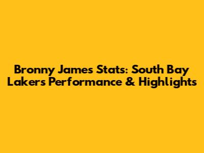 Bronny James Stats: South Bay Lakers Performance & Highlights
