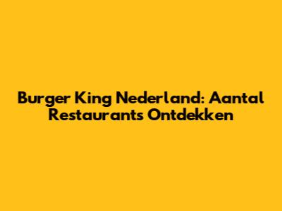 Burger King Nederland: Aantal Restaurants Ontdekken