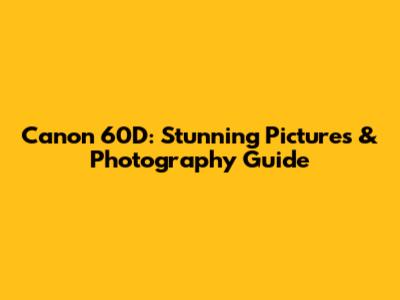 Canon 60D: Stunning Pictures & Photography Guide