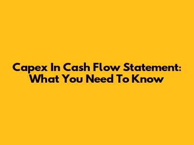 Capex In Cash Flow Statement: What You Need To Know