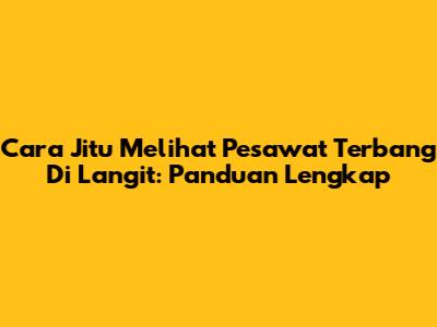 Cara Jitu Melihat Pesawat Terbang Di Langit: Panduan Lengkap