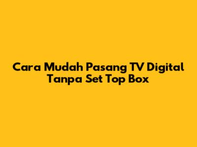 Cara Mudah Pasang TV Digital Tanpa Set Top Box