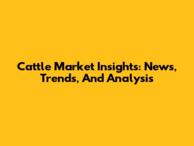 Cattle Market Insights: News, Trends, And Analysis