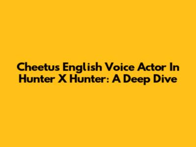 Cheetu's English Voice Actor In Hunter X Hunter: A Deep Dive