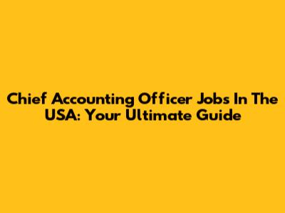 Chief Accounting Officer Jobs In The USA: Your Ultimate Guide