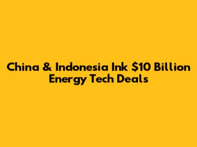 China & Indonesia Ink $10 Billion Energy Tech Deals
