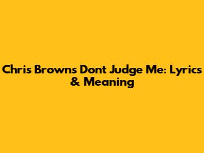 Chris Brown's "Don't Judge Me": Lyrics & Meaning