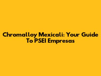 Chromalloy Mexicali: Your Guide To PSEI Empresas