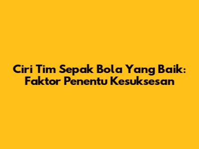 Ciri Tim Sepak Bola Yang Baik: Faktor Penentu Kesuksesan