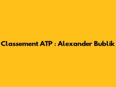 Classement ATP : Alexander Bublik