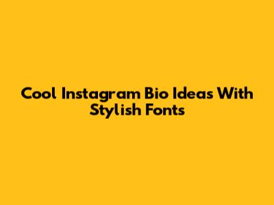 Cool Instagram Bio Ideas With Stylish Fonts