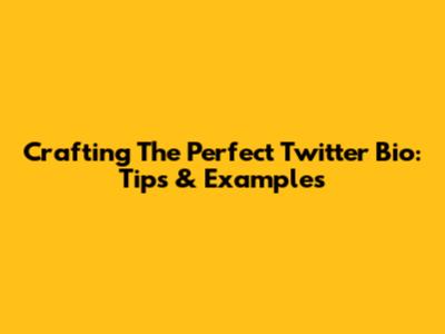 Crafting The Perfect Twitter Bio: Tips & Examples