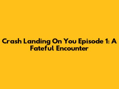 Crash Landing On You Episode 1: A Fateful Encounter