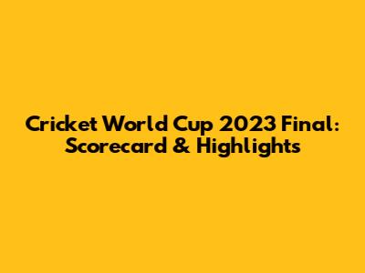 Cricket World Cup 2023 Final: Scorecard & Highlights