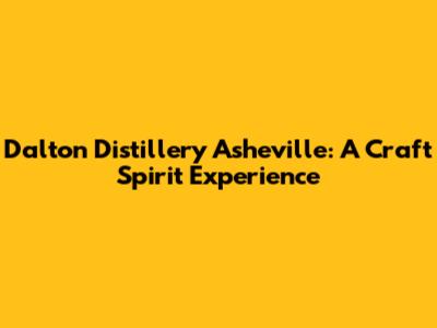 Dalton Distillery Asheville: A Craft Spirit Experience