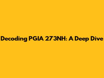 Decoding PGIA 273NH: A Deep Dive