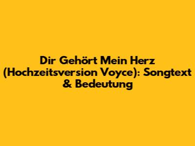 Dir Gehört Mein Herz (Hochzeitsversion Voyce): Songtext & Bedeutung