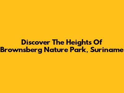 Discover The Heights Of Brownsberg Nature Park, Suriname