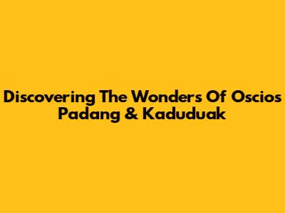 Discovering The Wonders Of Oscios Padang & Kaduduak
