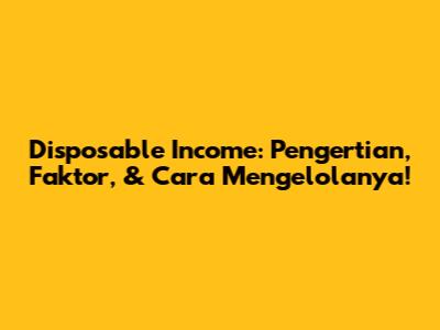 Disposable Income: Pengertian, Faktor, & Cara Mengelolanya!