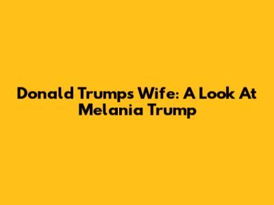 Donald Trump's Wife: A Look At Melania Trump